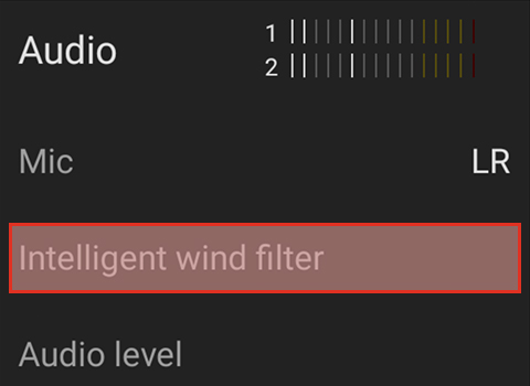 Intelligent wind filterをタップ