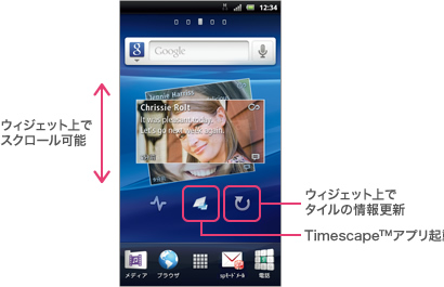 Sony Mobile Communications Timescape™の画面
