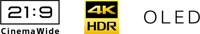 21:9CinemaWide　4K HDR　OLED　ロゴ
